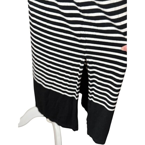 Loft Womens Size XS Striped Maxi Dress Black Yellow White Summer Beach Stretch - Picture 6 of 8